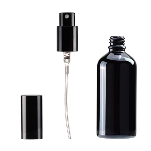 YIZHAO Black Glass Spray Bottles 4oz, with Small Fine Mist Spray, Metal Cap, Refillable for Essential Oil,Travel,Cleaning,Perfume,Aromatherapy,Makeup – 9 Pcs - Image 4
