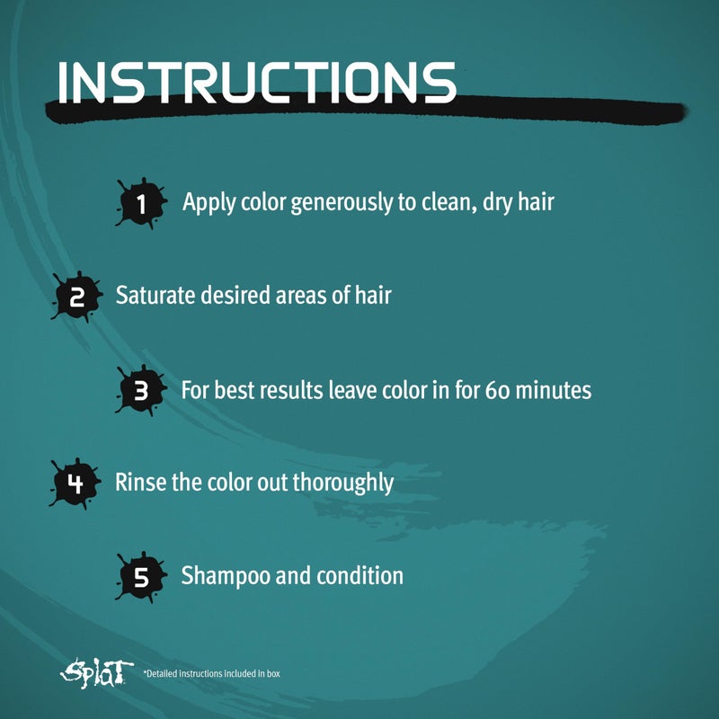 Splat Naturals Semi-Permanent Hair Color, Teal, 6 fl. oz., 95% Natural Hair Dye Formula Lasts Up to 30 Washes, Vegan & Cruelty-Free Semi Permanent Hair Color - Image 3