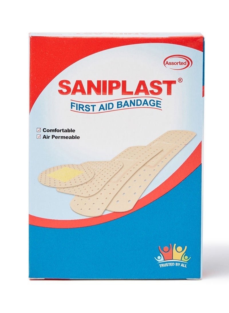 Pack of 2 - Saniplast Assorted (4 In 1) 20’S, Adhesive Bandages Flexible Breathable Bandages for First Aid Wound Skin Wrap, Wound Care, Finger cut & Skin Cut. Protection from Bacteria and fast healing