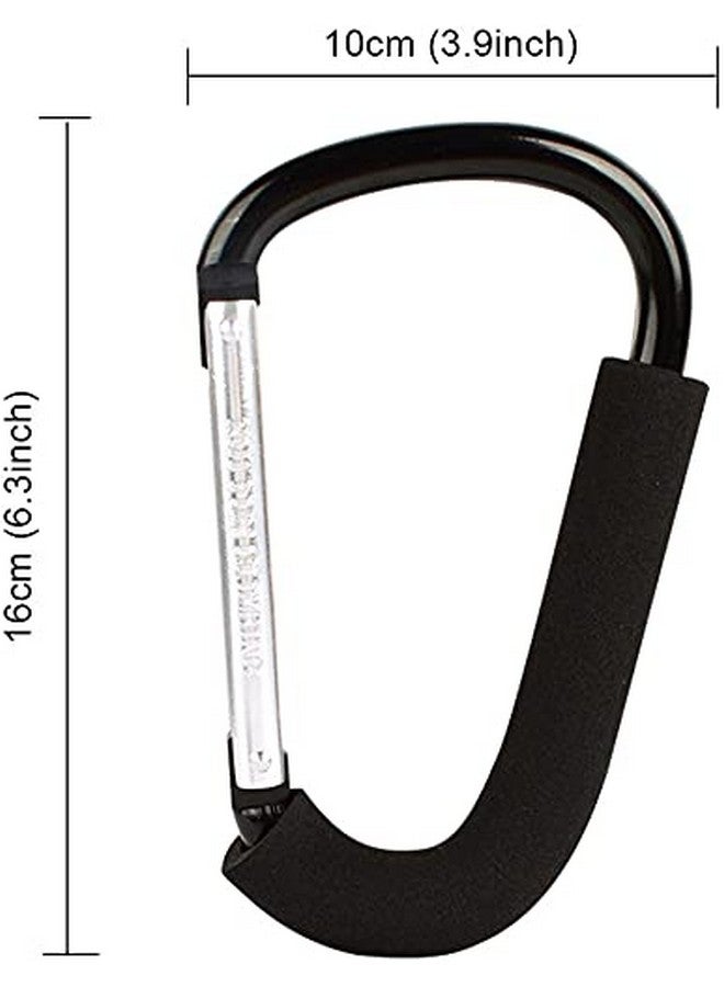 BeiLan Large Carabiner Clip Stroller Hooks: 6.3" D Shape Large Buggy Carabiner Hook - Mommy Hook for Stroller Heavy Duty - Pram Pushchair Stroller Clip - Shopping Accessories Bag Holder Hook - Image 2