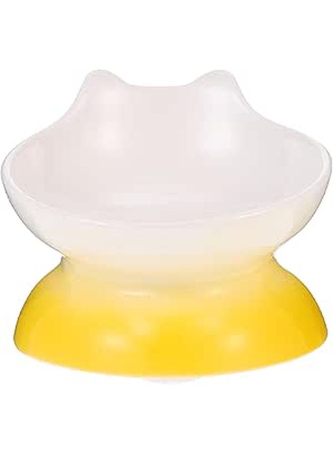 Elevated Ceramic Anti Spill Pet Bowl With Neck Guard For Flat Faced Dogs And Cats Yellow Gradient - Image 1