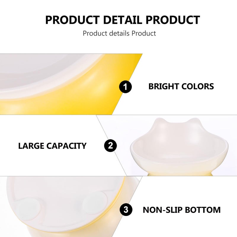 Elevated Ceramic Anti Spill Pet Bowl With Neck Guard For Flat Faced Dogs And Cats Yellow Gradient - Image 4