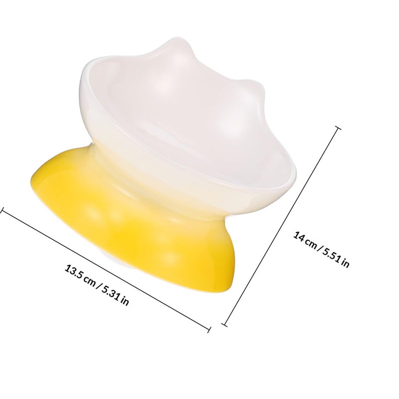 Elevated Ceramic Anti Spill Pet Bowl With Neck Guard For Flat Faced Dogs And Cats Yellow Gradient - Image 3