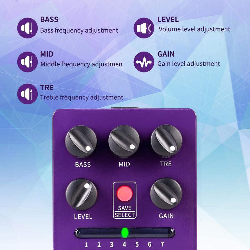 FLAMMA FS06 Digital Preamp Pedal Guitar Effects Pedal with Built-in Cabinet Simulation 7 Preamp Models Saveable Preset - Image 4