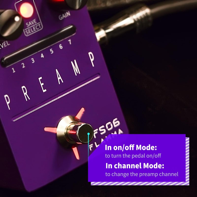 FLAMMA FS06 Digital Preamp Pedal Guitar Effects Pedal with Built-in Cabinet Simulation 7 Preamp Models Saveable Preset - Image 5