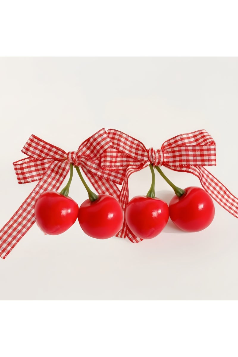 KHAJUL 2 Pcs Hair Clips, Cherry Bow Alligator Barrettes, for Teens and Women, Non-Slip Hair Accessories (RED) - Image 3