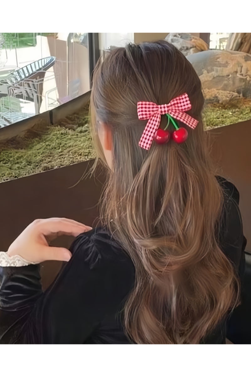 KHAJUL 2 Pcs Hair Clips, Cherry Bow Alligator Barrettes, for Teens and Women, Non-Slip Hair Accessories (RED) - Image 4