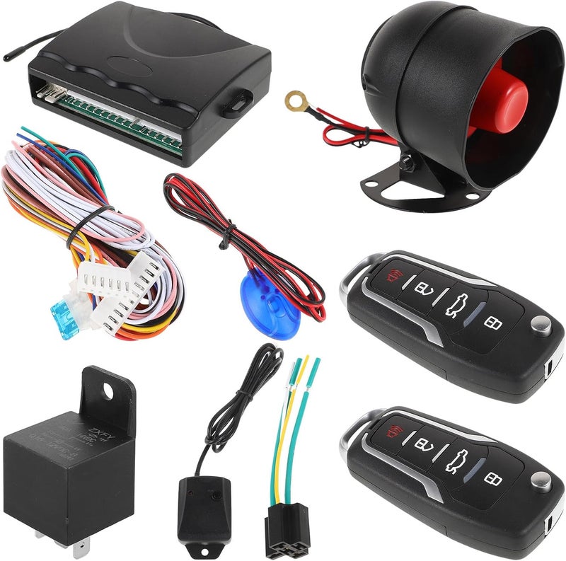 Car Remote Keyless Entry Kit with Central Locking and Automotive Remote Start Vehicle Anti-Theft Alarm System Compatible with Vans and Sedans for Car Protection - Image 1
