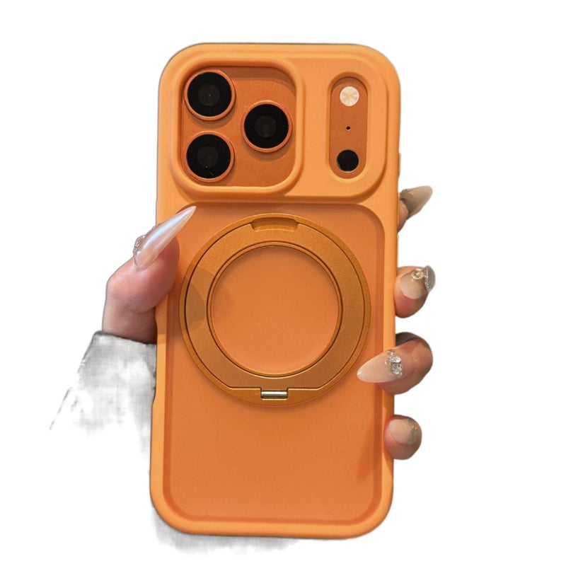 Acrylic MagSafe Case for iPhone 16 / 16 Plus / 16 Pro / 16 Pro Max with Drop Protection and Kickstand plus Shockproof plus Strong Magnetic plus Skin Feel in Orange - ModaStar - Image 1
