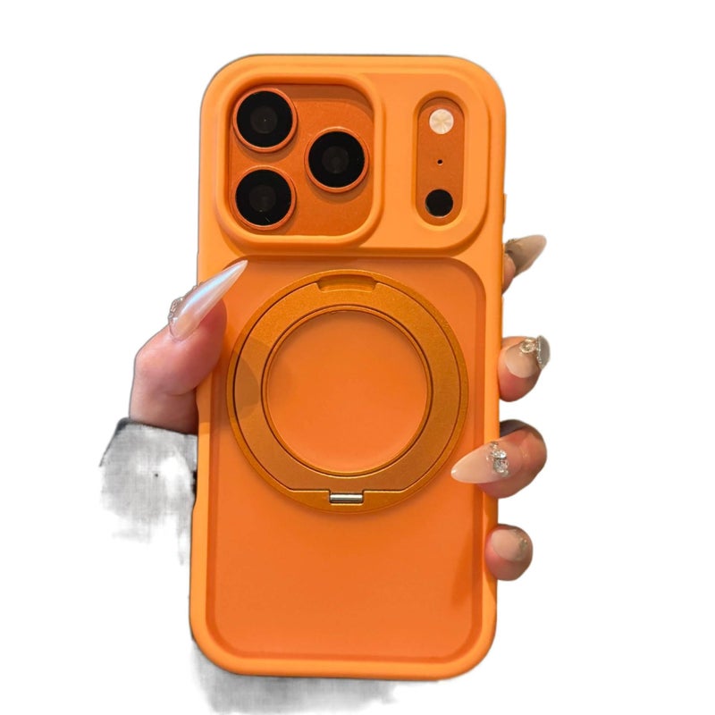 Acrylic MagSafe Case for iPhone 16 / 16 Plus / 16 Pro / 16 Pro Max with Drop Protection and Kickstand plus Shockproof plus Strong Magnetic plus Skin Feel in Orange - ModaStar - Image 3