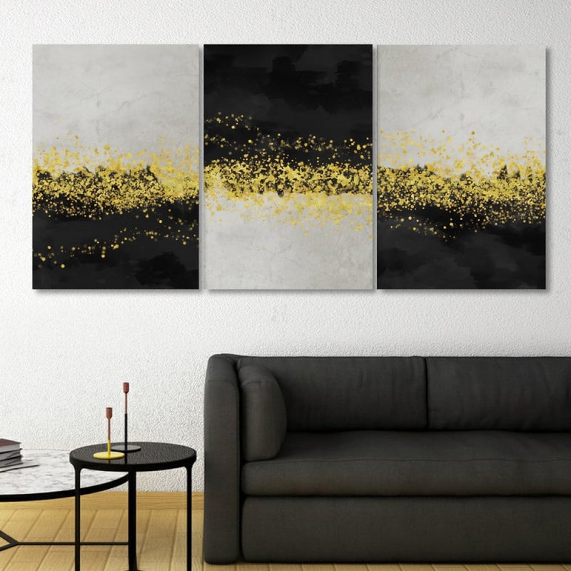 ماركتنا ثلاث لوحات قماشية فخمة بتصميم مودرن مع برواز مجوف مقاس (90×40) ثلاث قطع - Image 1