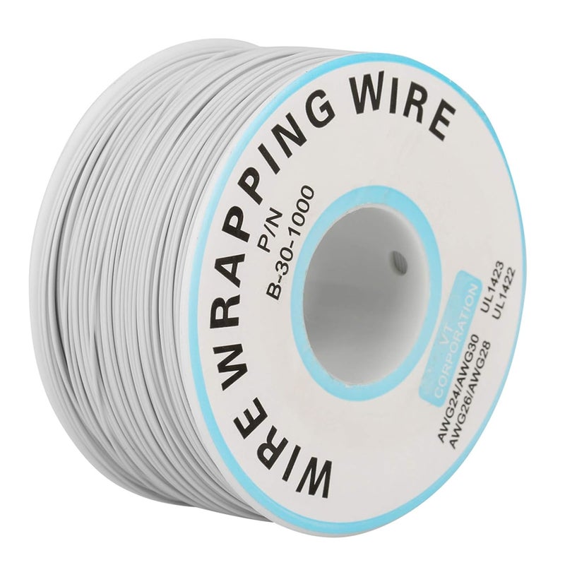 1Roll Tinned Copper Wrapping Wire Single Copper Wire Strand 30AWG Cable 0.25mm Diameter for Laptop Motherboard Breadboard (White) - Image 4