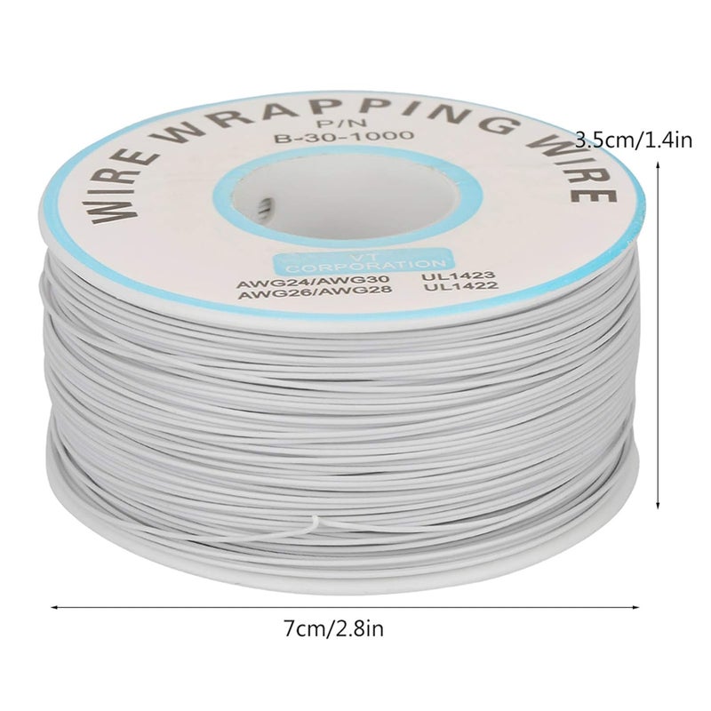 1Roll Tinned Copper Wrapping Wire Single Copper Wire Strand 30AWG Cable 0.25mm Diameter for Laptop Motherboard Breadboard (White) - Image 2