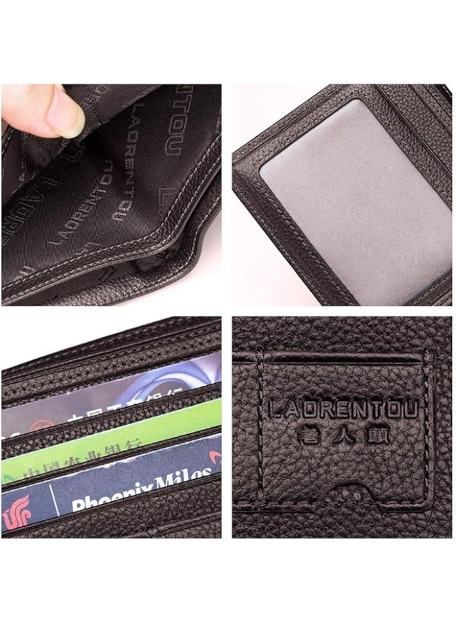 LAORENTOU Men's Wallets, Genuine Leather RFID Blocking Mens Bifold Wallets with Zipper Coin Pocket Casual Men Purse Slim Short Wallet Gift for Father day, Brown, One_Size, Business & Leisure Wallet - Image 5