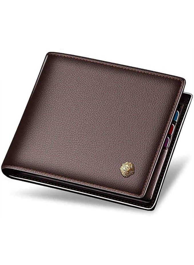 LAORENTOU Men's Wallets, Genuine Leather RFID Blocking Mens Bifold Wallets with Zipper Coin Pocket Casual Men Purse Slim Short Wallet Gift for Father day, Brown, One_Size, Business & Leisure Wallet - Image 1