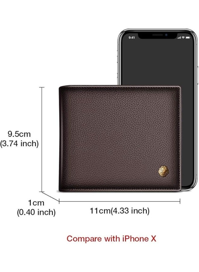 LAORENTOU Men's Wallets, Genuine Leather RFID Blocking Mens Bifold Wallets with Zipper Coin Pocket Casual Men Purse Slim Short Wallet Gift for Father day, Brown, One_Size, Business & Leisure Wallet - Image 3