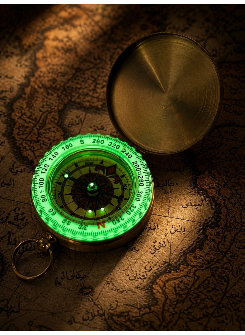 TranquilBeads Hematite Stone Tasbih 33 Beads | Laser Engraved Luminous Compass Pendant | Double-Sided Arabic Engraving | Decorative Compass Design | Islamic Tasbih for Men - Image 1