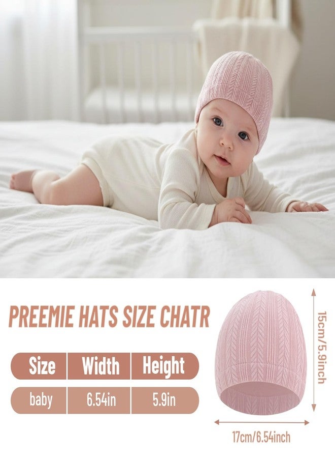 LIDHAY 3PCS Newborn Hats Preemie Baby Hats Cotton Preemie Caps Infant Hospital Beanie Tolddler Hat for Boy Girl 0-6Months maisui White+Pink+Taro - Image 2