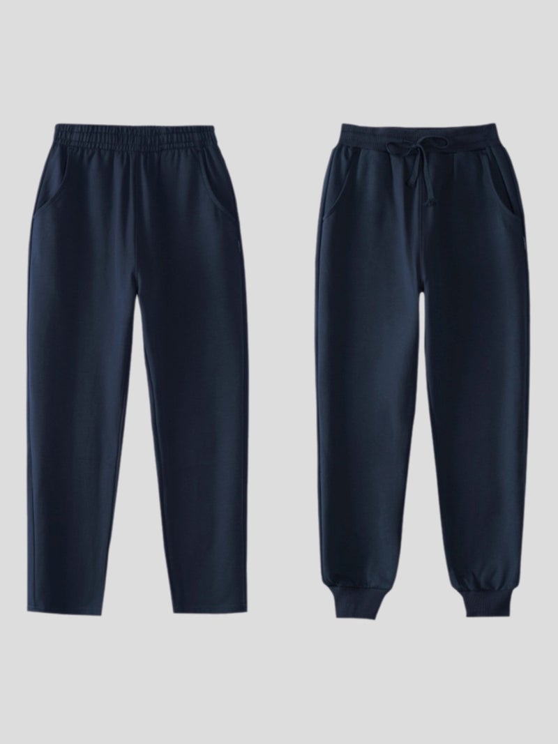 Children'S Navy Blue Black Sweatpants Spring & Fall Boys And Girls Dark Gray Light Gray Cuffed Thickeneded Kidsren'S School Uniform Pants - Image 2