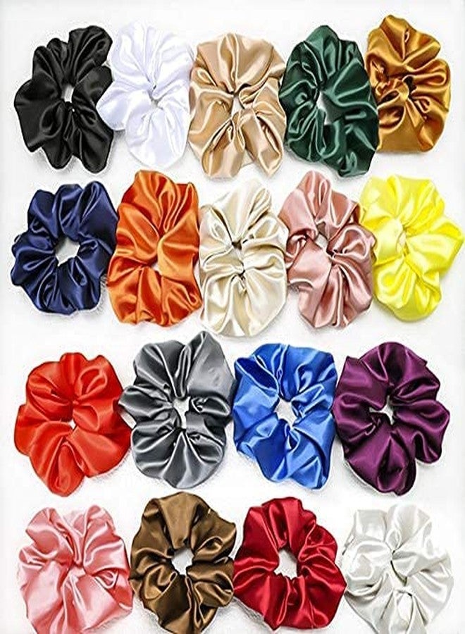 Trexee Rendom Color Solid Hair Silk Mulberry Scrunchies for Women or Girls Brown Hair Scrunchy Hair Ties Ropes Satin Scrunchie Ponytail (Pack of 12) - Image 2