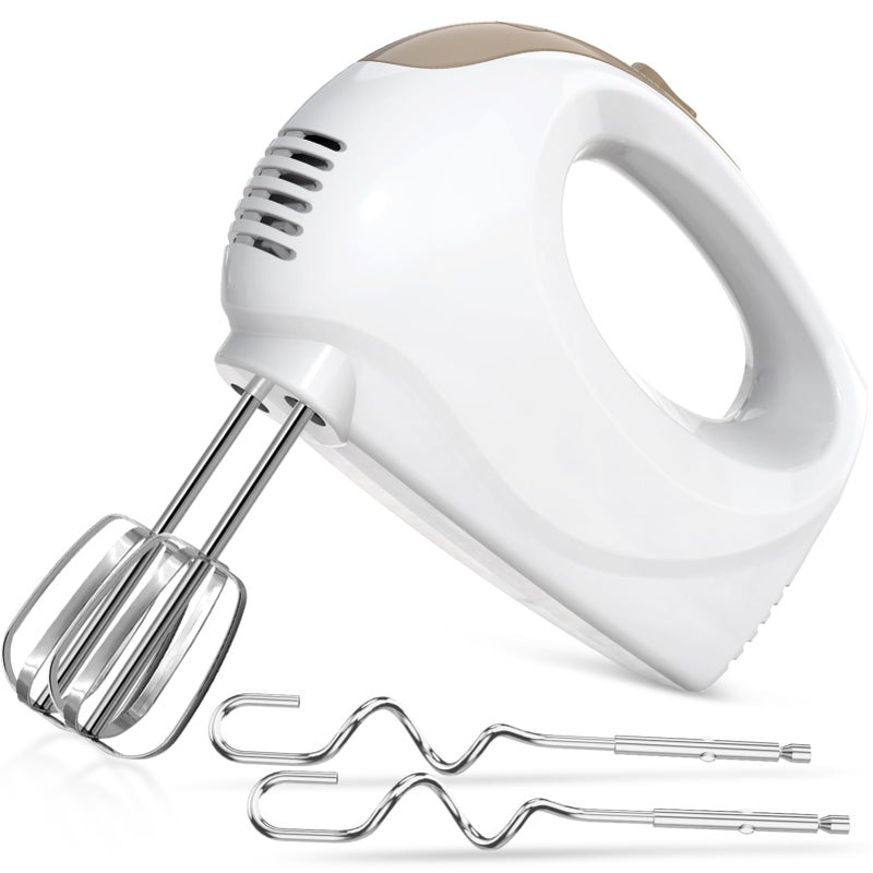 Showvigor 5Speed Electric Hand Mixer with Whisk Traditional Beaters 120 WattsPortable Lightweight Blending or Cooking White - Image 2