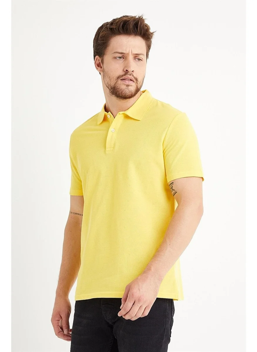 Odelon Men's Basic Polo Neck T-Shirt (Regular Fit) Yellow