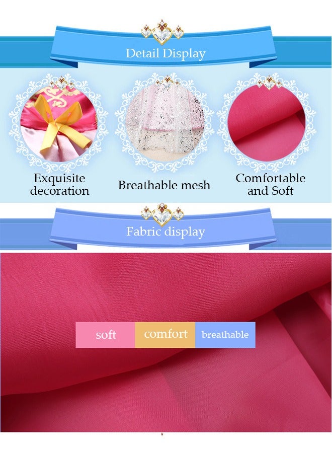 إسكدنيا Princess Dress for Little Girls Cosplay Costume Role-playing clothes Princess Costume Breathable Fabric for Princess Mesh Dress with Dress up Accessories Toys for Birthday Party Sparkling Ball Gown and perform 120cm - Image 5