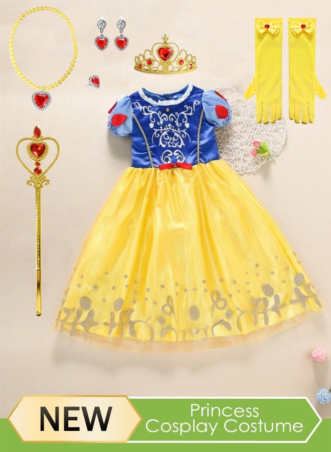 إسكدنيا Princess Dress for Little Girls Cosplay Costume Role-playing clothes Princess Costume Breathable Fabric for Princess Mesh Dress with Dress up Accessories Toys for Birthday Party Sparkling Ball Gown and perform 120cm - Image 1