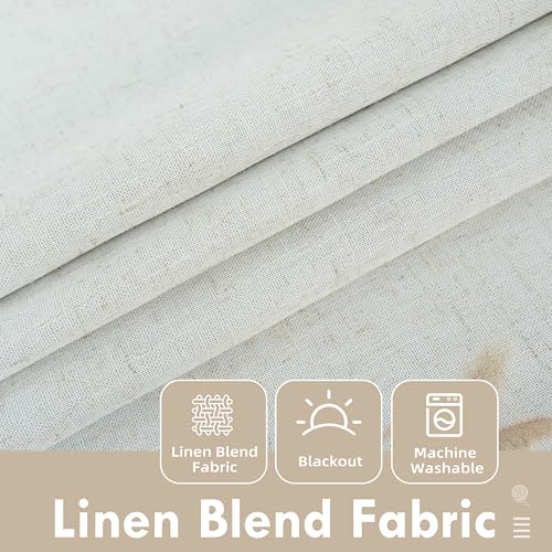 DriftAway Double Layer Linen Blackout Tie Up Curtains Thermal Insulated Fully Lined Balloon Roman Shade Bathroom Window Adjustable Rod Pocket for Small Window 25 Inch by 47 Inch Light Linen - Image 3