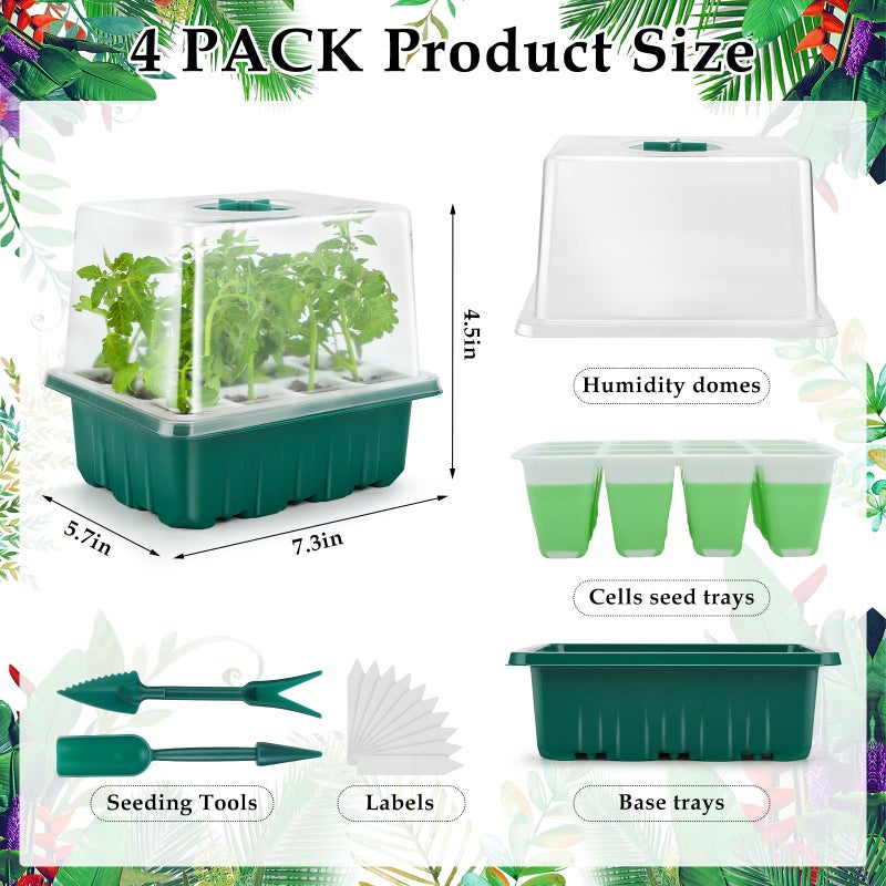 Ryscam Seed Starter Tray, 48 Cells Indoor Seed Starter Kit, Flexible Silicone Designed Seedling Starter Trays, Germination Tray with Humidity Dome & Lids(4in Height), Reusable & Dishwasher Safe, BPA-FREE - Image 5