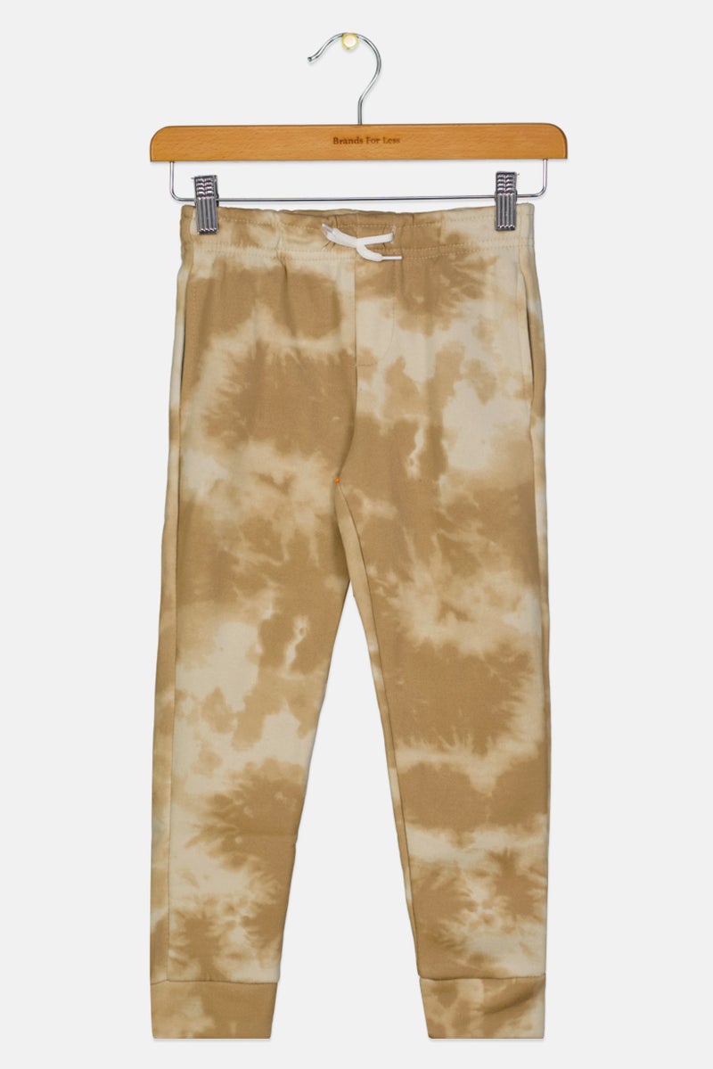 Originals by Brooklyn Cloth Kids Boy Drawstring Tie-Dye Jogger Pants, Beige  - Image 1