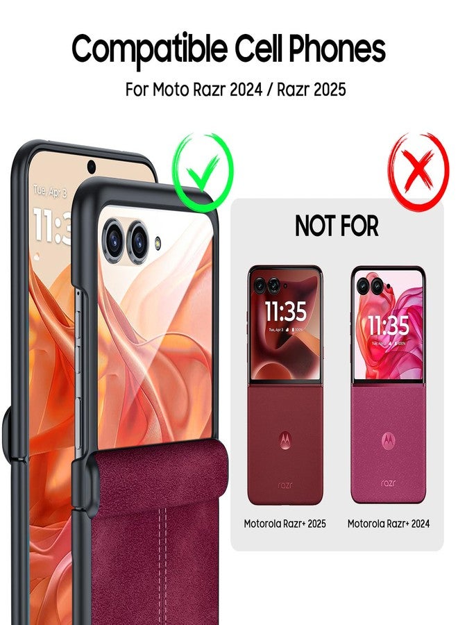 BSNRM for Motorola Razr 2024 Case/Razr 2025 Case, Built-in Screen Protector & Hinge Protection & Ultra Thin PU Leather Matte PC Shockproof Phone Cover Smartphone Case for Moto Razr 2024/2025(Red) - Image 2