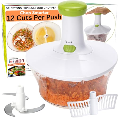 Brieftons Express Manual Food Chopper: 6.8-Cup, Hand Chopper Vegetable Cutter to Chop Veggies, Fruits, Herbs, Garlic Onion Chopper for Salsa, Salad, Pesto, Hummus, Guacamole, Coleslaw, Indian Cooking - Image 1