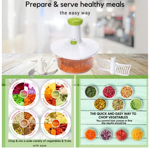 Brieftons Express Manual Food Chopper: 6.8-Cup, Hand Chopper Vegetable Cutter to Chop Veggies, Fruits, Herbs, Garlic Onion Chopper for Salsa, Salad, Pesto, Hummus, Guacamole, Coleslaw, Indian Cooking - Image 5