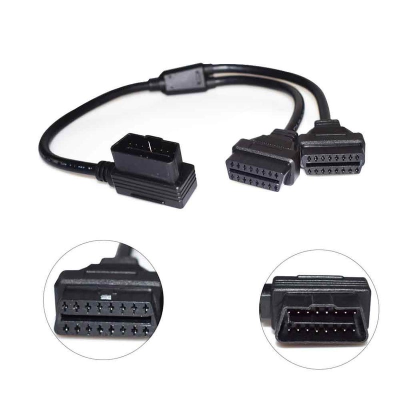 Vgate 16 Pin OBD2 OBDII Diagnostic Extender Splitter Extension Cable Male to Dual Female Y Cable 19 inches