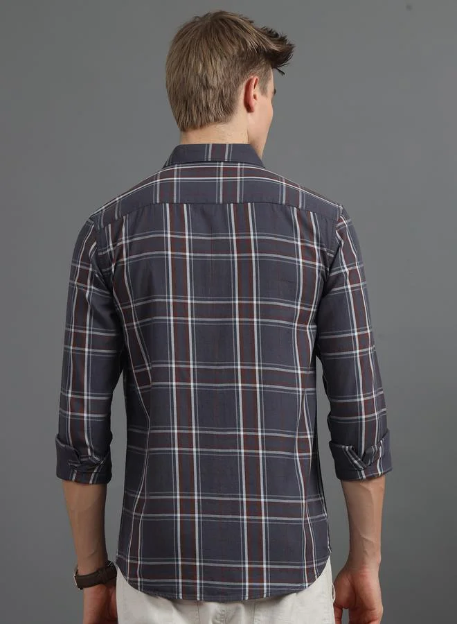 Bushirt Checked Spread Collar Regular Fit Shirt by Styli
