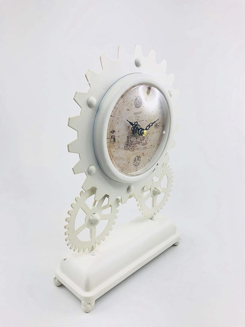 Go Hooked Go Hooked Metal Rusted Table Clock 28 Cm X 28 Cm X 9 Cm White  - Image 4