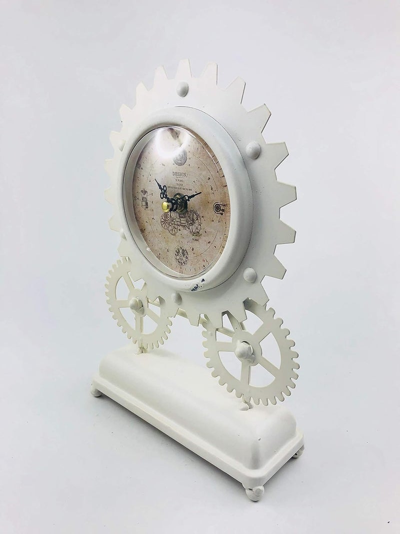 Go Hooked Go Hooked Metal Rusted Table Clock 28 Cm X 28 Cm X 9 Cm White  - Image 3