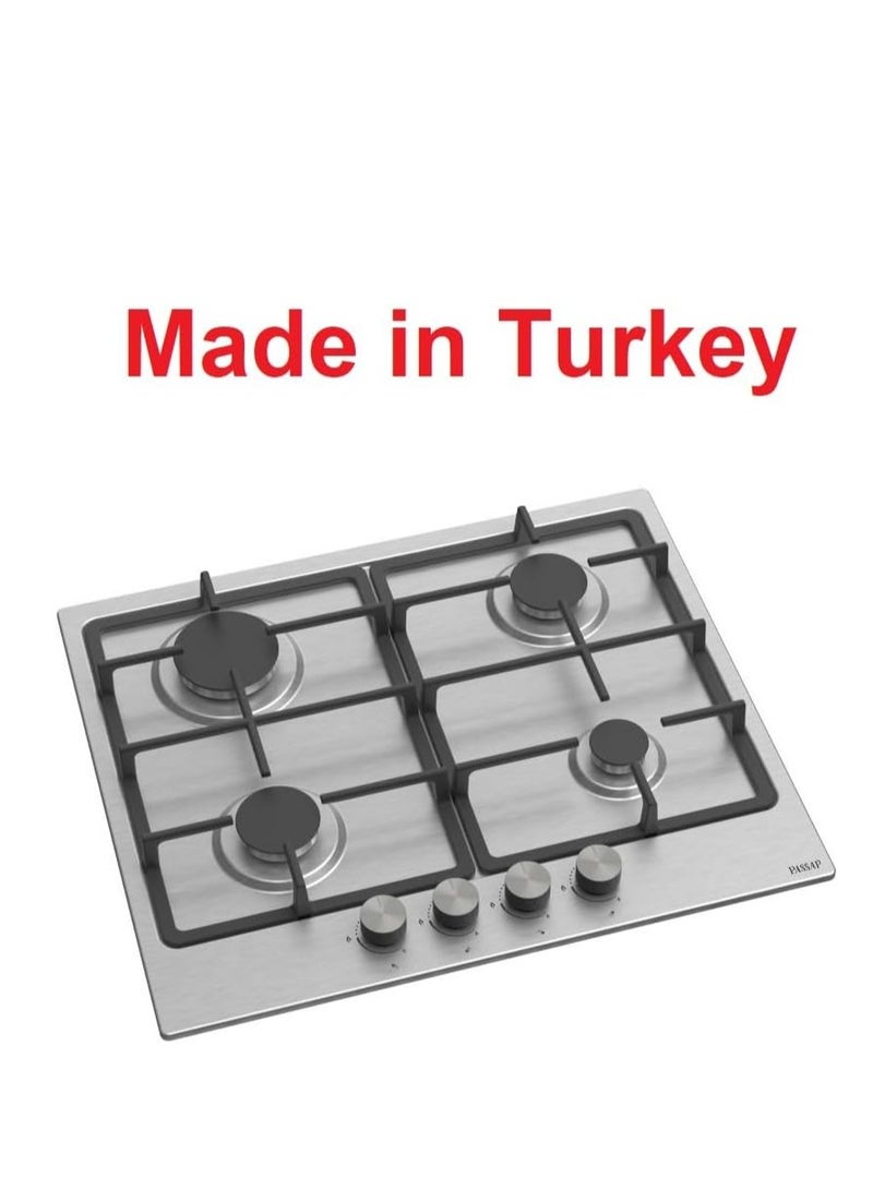 passap Built-in Gas Hob 60 cm, 4 burners, Stainless steel, heavy-duty holders, Full safety,  EL005 ( Made in Turkey ) - Image 3