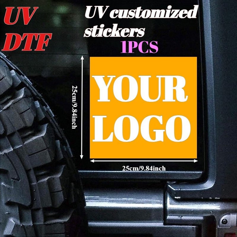 ملصقات UV ثلاثية الأبعاد مقاومة للماء حسب الطلب بنقل DTF مربعة مقاس 7.87 بوصة (20 سم) - قطعة واحدة ملصقات زخرفية مخصصة للديكو بنفسك مع طباعة UV وتأثير لامع متعدد الألوان لهيكل السيارة ونوافذ المتاجر والزجاج والشعارات التجارية - Image 2