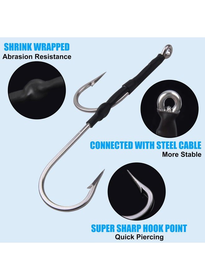 OROOTL Double Assist Hook Rigs, 3pcs Stainless Steel Offset Fishing Hooks for Trolling and Chunking, Premium Fishing Assisted Hooks for Freshwater Saltwater Fishing 9# - Image 2