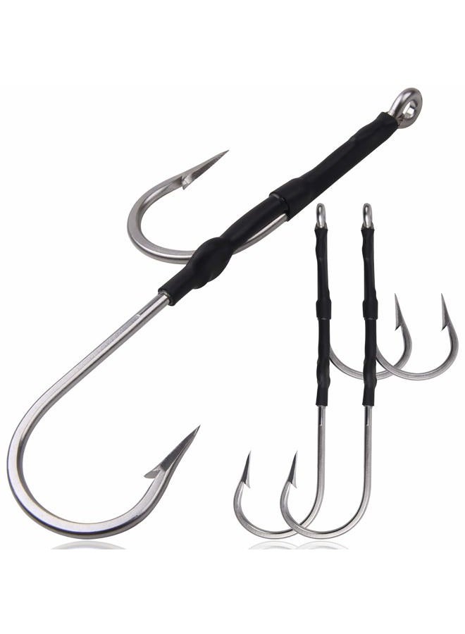 OROOTL Double Assist Hook Rigs, 3pcs Stainless Steel Offset Fishing Hooks for Trolling and Chunking, Premium Fishing Assisted Hooks for Freshwater Saltwater Fishing 9# - Image 1