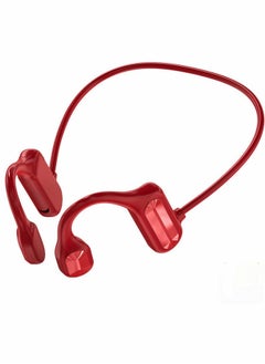 Bone Conduction Headphones Bluetooth Red Wireless Earphones Sports Headphones with Mic Waterproof Headset with Noise Canceling Microphone for Running Workout Driving Office Home Online Learning