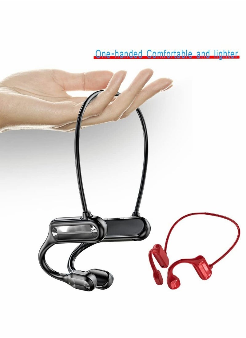 SYOSI - Bone Conduction Headphones Bluetooth Red Wireless Earphones Sports Headphones with Mic Waterproof Headset with Noise Canceling Microphone for Running Workout Driving Office Home Online Learning - Image 1