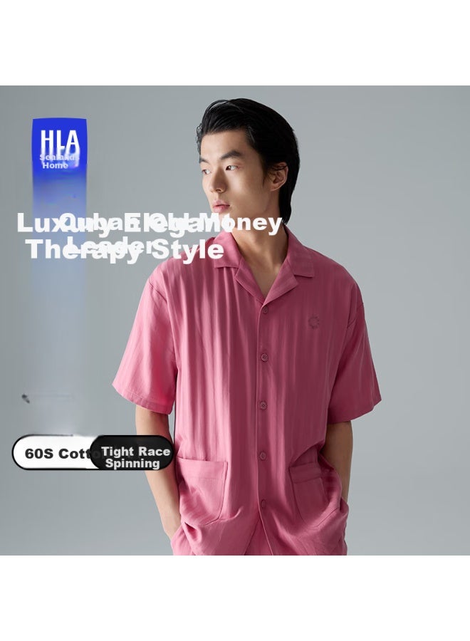 HLA Sealord Home "light Luxury Vacation" Pajamas Men And Women 25 New Cuban Collar 60s Cotton Short Sleeve Shorts Home Wear Set - Image 1