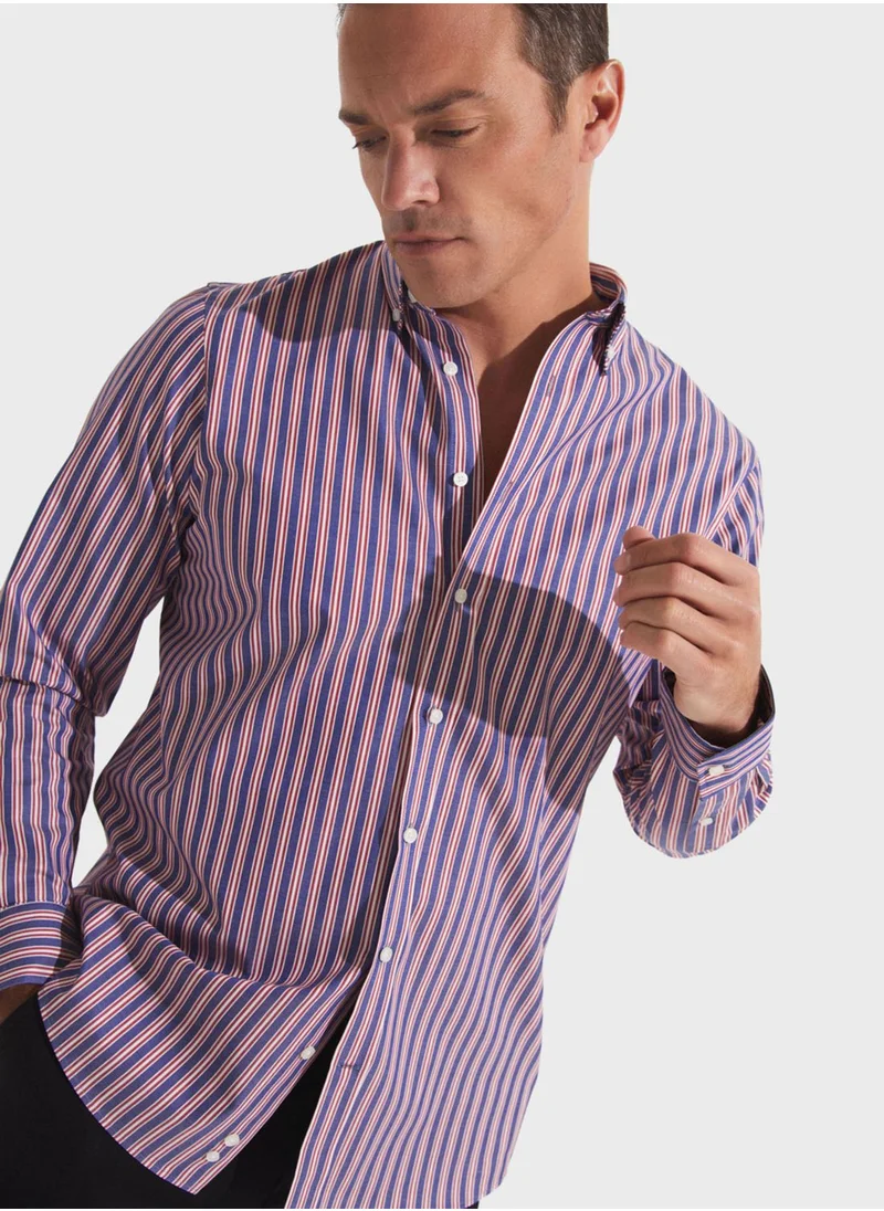 JUNE Striped Button Down Regular Fit Shirt Shirt