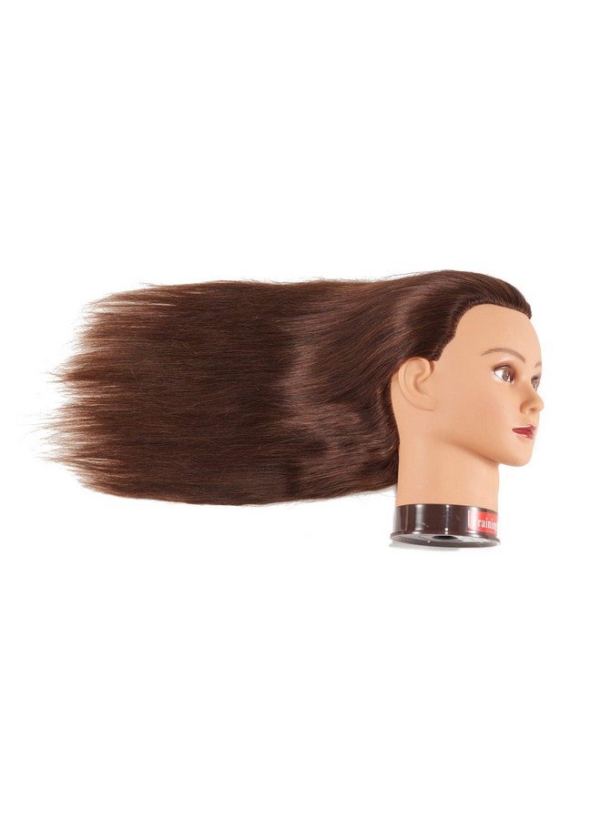 training head Traininghead 20-22" Female 100% Human Hair Mannequin Head Hair Styling Training Head Cosmetology Manikin Head Doll Head for Hairdresser with Free Clamp (brown)（14-16'' ） - Image 5