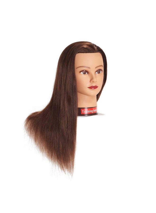 training head Traininghead 20-22" Female 100% Human Hair Mannequin Head Hair Styling Training Head Cosmetology Manikin Head Doll Head for Hairdresser with Free Clamp (brown)（14-16'' ） - Image 4