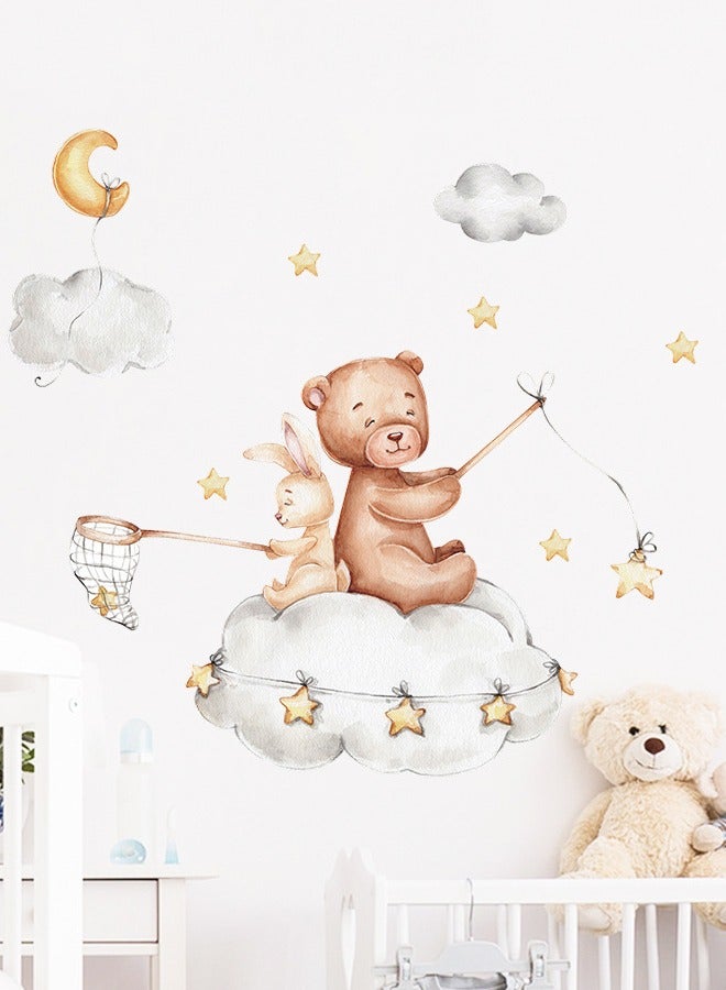 Bear Rabbit Stars Moon Children's Bedroom Kindergarten Wall Beautification Decoration Wall Stickers - Image 3