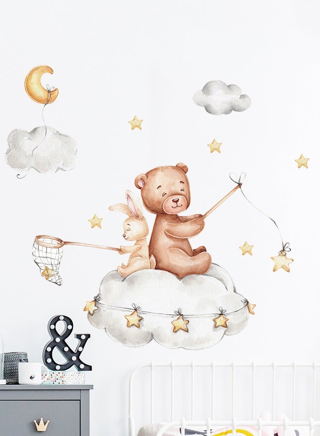 Bear Rabbit Stars Moon Children's Bedroom Kindergarten Wall Beautification Decoration Wall Stickers - Image 1